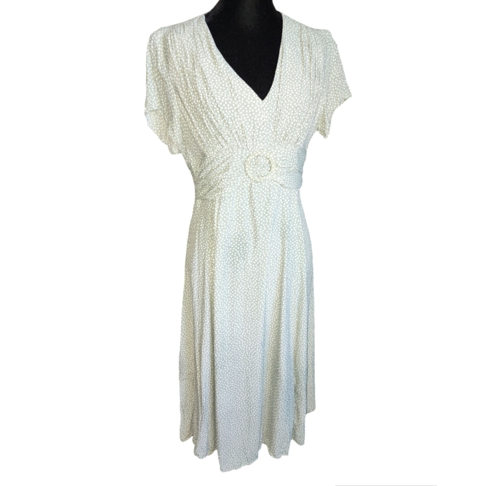 Vintage mint green polka dot midi dress